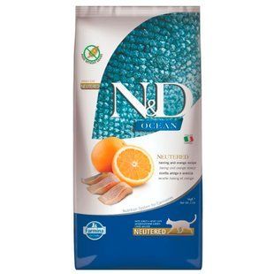 Farmina (Фарміна) N&D Ocean Cat Herring & Orange Neutered Adult - Беззерновий сухий корм з оселедцем та апельсином для стерилізованих кицьок, 5 кг