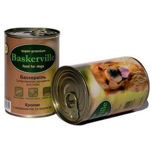 Baskerville (Баскервиль) Консервы Кролик с вермишелью и морковкой для собак, 400 г