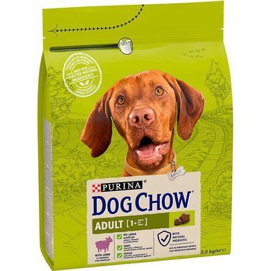 Dog Chow (Дог Чау) by Purina Adult Lamb - Сухий корм з ягням для дорослих собак, 2,5 кг