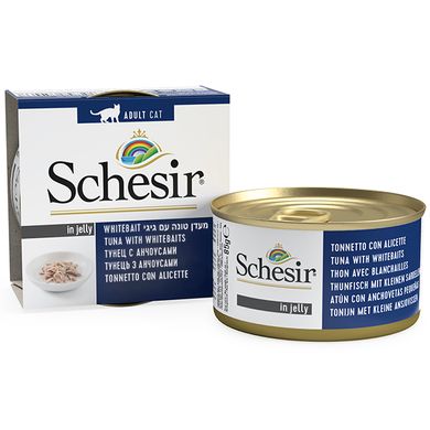 Schesir (Шезір) Tuna & Whitebait - Консервований корм з тунцем і анчоусами для дорослих котів (шматочки в желе) 85 г