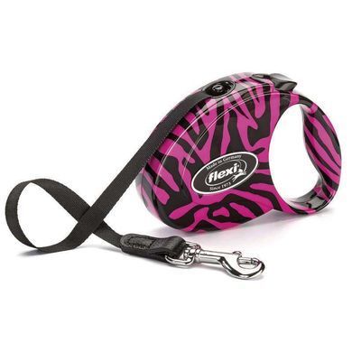 Flexi (Флекси) Fashion Ladies M - Поводок-рулетка для собак средних пород, лента (5 м, до 25 кг) М "Зебра розовая"