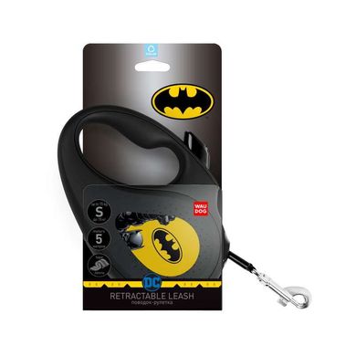 Collar (Коллар) WAUDOG Roulette Leash - Повідець-рулетка для собак з малюнком "Бетмен Жовтий" XS Чорний