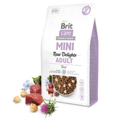 Brit Care (Брит Кеа) Mini Raw Delights Beef - Сухой беззерновой корм с говядиной для взрослых собак мелких пород, 2 кг