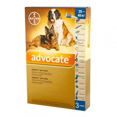 Bayer Advocate (Баер Адвокат) капли от клещей и блох для собак от 25 до 40 килограмм