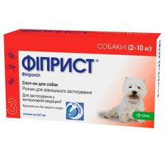 Фиприст® Спот-он Противопаразитарные капли на холку для собак от блох и клещей (1 пипетка) 2-10 кг