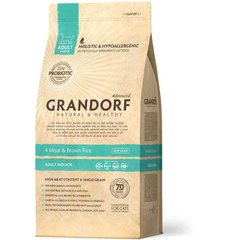 Grandorf (Грандорф) Probiotics 4 Meat & Brown Rice INDOOR - Сухой корм с 4 видами мяса и рисом для взрослых, домашних котов 2 кг