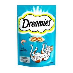 Dreamies (Дримс) Лакомство в форме хрустящих подушечек с лососем для котов 60 г