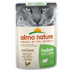 Almo Nature (Альмо Натюр) Holistic Anti Hairball Cat Chicken - Влажный корм с курицей для котов, способствующий выведению шерсти (кусочки в желе) 70 г