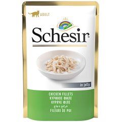 Schesir (Шезир) Chicken Fillet - Консервированный корм с куринным филе для взрослых котов (кусочки в желе) 85 г
