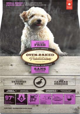 Oven-Baked (Овен-Бэкет) Tradition Grain-Free Duck Dog Small Breeds - Беззерновой сухой корм со свежим мясом утки для собак малых пород на всех стадиях жизни 1 кг