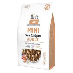 Brit Care (Брит Кеа) Mini Raw Delights Turkey with Shrimp - Сухой беззерновой корм с индейкой и креветкой для взрослых собак мелких пород, 2 кг