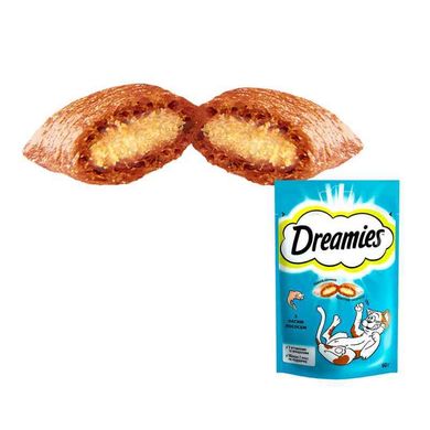 Dreamies (Дрімс) Ласощі у формі хрусткіх подушечок із лососем для котів 60 г