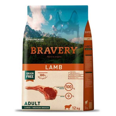 Bravery (Бравері) Lamb Adult Large/Medium - Сухий беззерновий корм з ягням для дорослих собак середніх та великих порід 4 кг