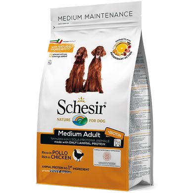 Schesir (Шезір) Dog Medium Adult Chicken - Сухий монопротеїновий корм з куркою для дорослих собак середніх порід 3 кг