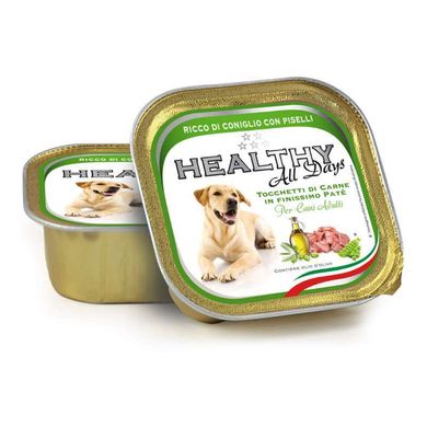 Healthy (Хэлси) All days - Консервированный корм с кроликом и горохом для собак (паштет с кусочками) 400 г
