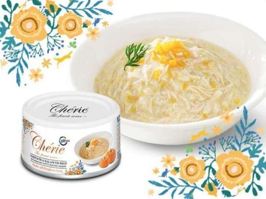 Cherie (Шері) Complete&Balanced Chicken with Pumpkin in Gravy - Вологий корм з куркою та гарбузом для підтримки сечовивідних шляхів у котів (шматочки в соусі) 80 г