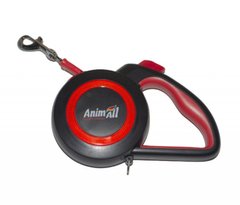 AnimAll (ЭнимАлл) Reflector - Поводок-рулетка для собак, лента (5 м, до 25 кг) M Серый / Черный