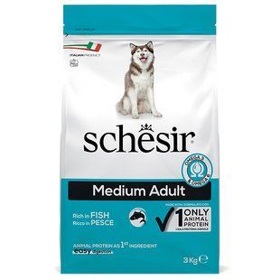 Schesir (Шезір) Dog Medium Adult Fish - Сухий монопротеїновий корм з рибою для дорослих собак середніх порід, 3 кг