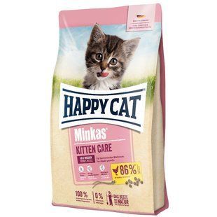Happy Cat (Хеппі Кет) Minkas Kitten Care - Повнораціонний сухий корм з пташиним м'ясом для кошенят, 1,5 кг