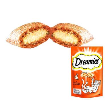 Dreamies (Дрімс) Ласощі у формі хрусткіх подушечок із куркою для котів 60 г