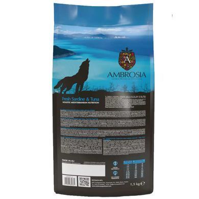 Ambrosia (Амброзія) Mediterranean - Сухий корм з сардиною та тунцем для дорослих собак, 5 кг