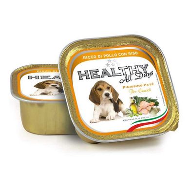 Healthy (Хэлси) All days - Консервированный корм с курицей и рисом для щенков (паштет с кусочками) 150 г