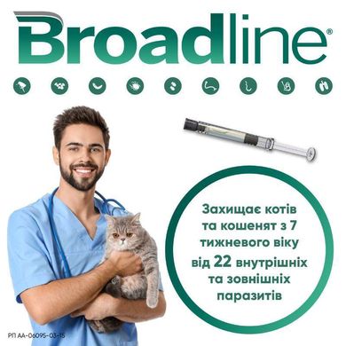 Broadline (Бродлайн) by Boehringer Ingelheim Spot-on - Протипаразитарні краплі спот-он від бліх, кліщів та гельмінтів для котів < 2,5 кг (уп. 3шт.)
