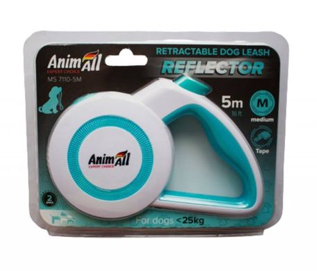 AnimAll (ЭнимАлл) Reflector - Поводок-рулетка для собак, лента (5 м, до 25 кг) M Серый / Черный