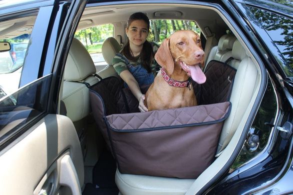 Автогамак Трансформер для Собак Elegant mini - 1/2 заднього сидіння у двох кольорах - Коричневий