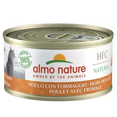 Almo Nature (Альмо Натюр) HFC Natural Adult Cat Chicken&Cheese - Консервований корм з куркою та сиром для дорослих котів (шматочки в желе) 70 г