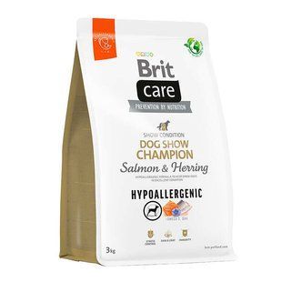 Brit Care (Брит Кеа) Dog Hypoallergenic Show Champion - Сухой корм с лососем и сельдью для выставочных собак, 3 кг