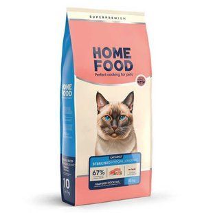 Home Food (Хоум Фуд) Hypoallergenic For sterilized - Гипоаллергенный сухой корм Морской коктейль для стерилизованных кошек и кастрированных котов, 10 кг