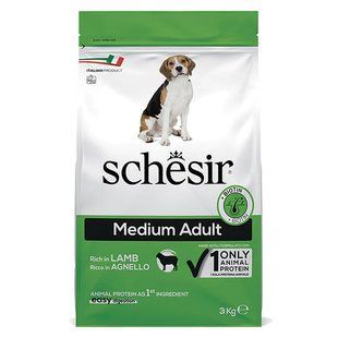 Schesir (Шезір) Dog Medium Adult Lamb - Сухий монопротеїновий корм з ягням для дорослих собак середніх порід, 3 кг