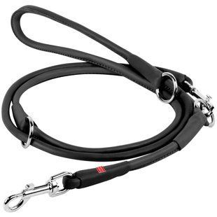 Collar (Коллар) WAUDOG Soft &ndash; Круглый кожаный поводок-перестежка для собак 122, 142, 183 см, XS Черный