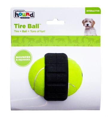 Outward Hound (Аутвард Хаунд) Tire Ball – Игрушка для собак, теннисный мяч с шиной 9 см