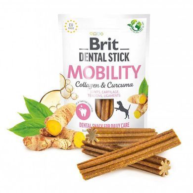 Brit Care (Бріт Кеа) Dental Stick Mobility - Функціональні ласощі з колагеном і куркумою для мобільності суглобів дорослих собак, 251 г (7 шт.)