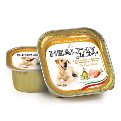 Healthy (Хэлси) All days - Консервированный корм с курятиной и морковкой для собак (паштет с кусочками) 150 г
