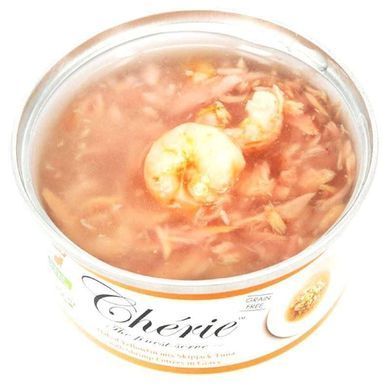 Cherie (Шери) Yellowfin mix Skipjack Tuna with Shrimp Entrеes in Gravy - Влажный корм с тунцом и креветками для взрослых кошек (кусочки в соусе) 80 г