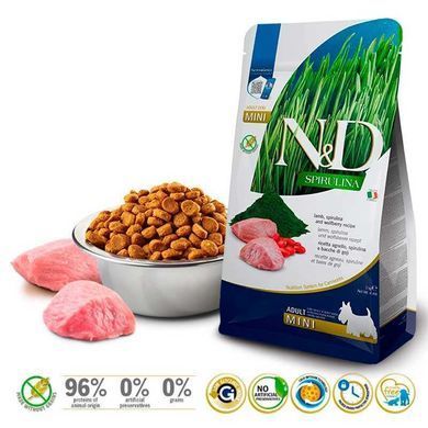 Farmina (Фарміна) N&D Spirulina Lamb Adult Mini Dog - Беззерновий сухий корм з ягням та спіруліною для дорослих собак дрібних порід, 2 кг