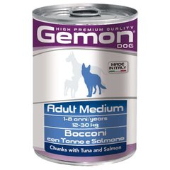 Gemon (Джемон) Dog Medium Adult Chunks with Tuna&Salmon - Вологий корм з тунцем і лососем для дорослих собак середніх порід (шматочки в желе) 415 г