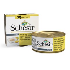 Schesir (Шезир) Chicken & Pineapple - Консервированный корм с курицей и ананасом для взрослых собак (кусочки в желе) 150 г