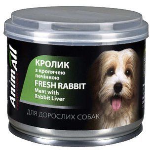 AnimAll (ЭнимАлл) Fresh Rabbit - Влажный корм для собак, с кролем и кроличьей печенью, 195 г