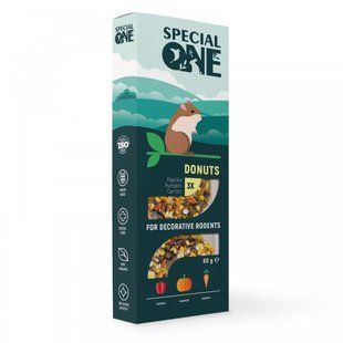 Special One (Спешл Ван) Donuts - Пончики "Паприка, тыква, морковь" на зерновой основе для декоративных грызунов 60 г