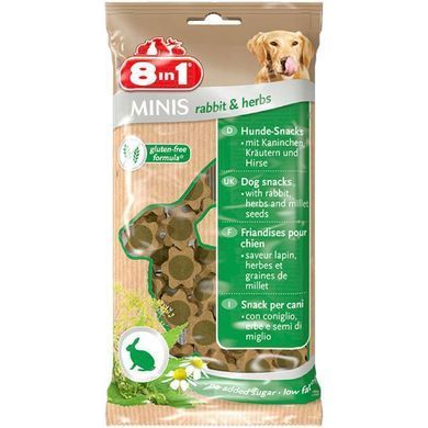 8in1 (8в1) Minis Rabbit & Herbs - Ласощі для собак з кроликом і травами, 100 г