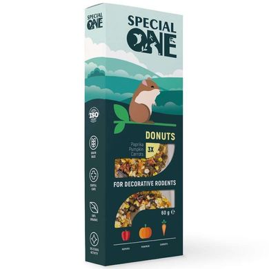 Special One (Спешл Ван) Donuts - Пончики "Паприка, тыква, морковь" на зерновой основе для декоративных грызунов 60 г