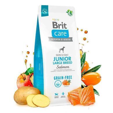 Brit Care (Бріт Кеа) GF Junior Large Breed Salmon and Potato - Сухий беззерновий корм з лососем для молодих собак великих порід, 1 кг