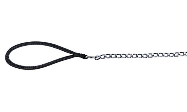 Trixie (Трикси) Chain Leash with Nylon Hand Loop - Поводок-цепь с нейлоновой ручкой 4 мм / 1 м Черный