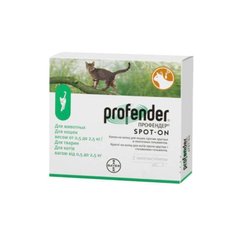 Profender (Профендер) by Bayer Animal - spot-on - Капли от гельминтов для кошек (1 пипетка) до 2,5 кг