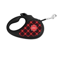 Collar (Коллар) WAUDOG Roulette Leash - Поводок-рулетка для собак с рисунком "Шотландка" XS Черный