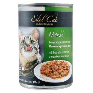 Edel (Едел) Cat Menu - Консервований корм з м'ясом індички та печінкою для котів 400 г